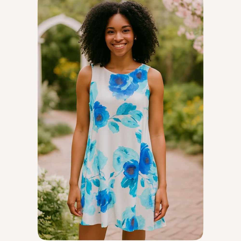 Calvin Klein Watercolor Floral Sleeveless Lined Dress Women’s Size 6